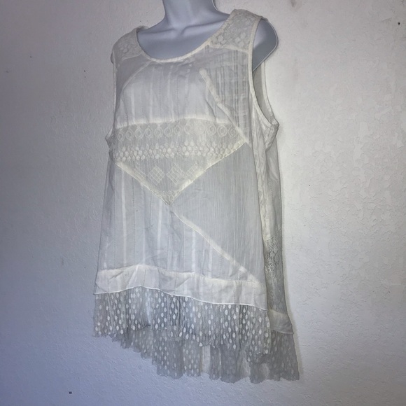 Casual Express Sleeveless Tank Top Off White Lace L - Picture 3 of 5